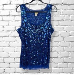 Wildcat Sequin Tank Top Womens Size 1X Y2K 2000s Glam Festival Party Rave Disco
